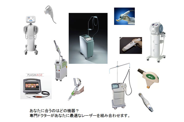 7種類の機器と9種類の治療法